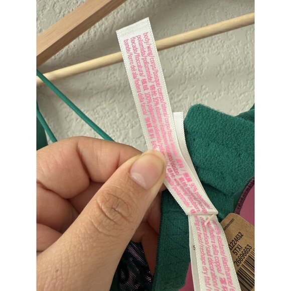 Victoria's Secret Pink Garnet Green Logo Push Up Flocked Mesh Bra Underwire NWT - Picture 6 of 6